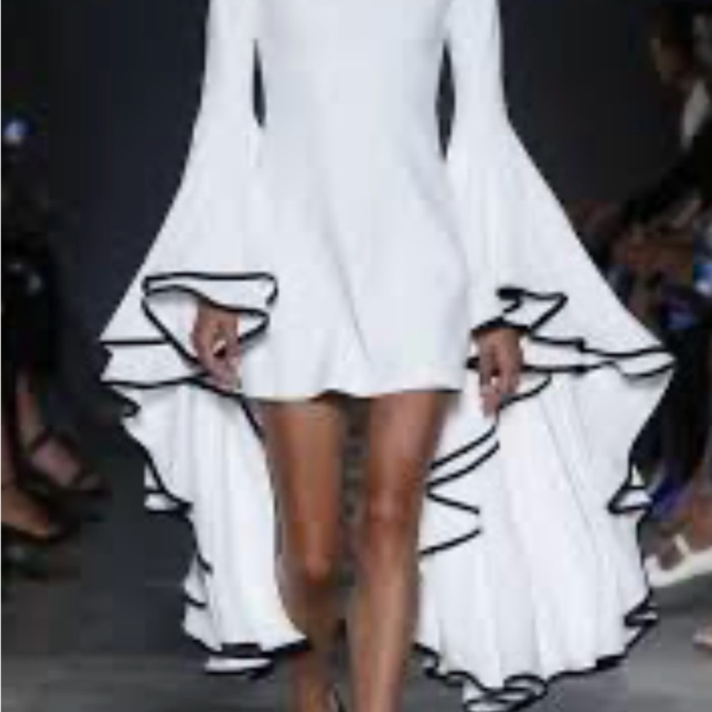 Bell Sleeve Black and White Dress